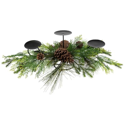 Real Touch™️ Jingle Bell and Pine Cones Christmas Pillar Candle Holder - 30"
