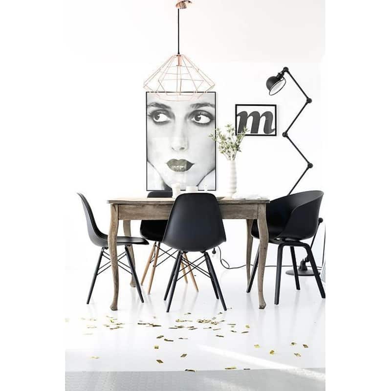 Set of 2 Modern Plastic Eiffel Side Chairs – Armless Molded Shell with Black Wood-Look Eiffel Legs for Dining, Office & Accent