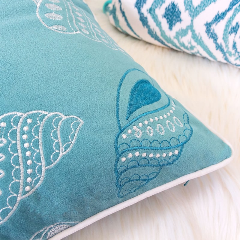 Seashell Print Throw Pillow Cover 20x20 Inches with Hidden Zipper