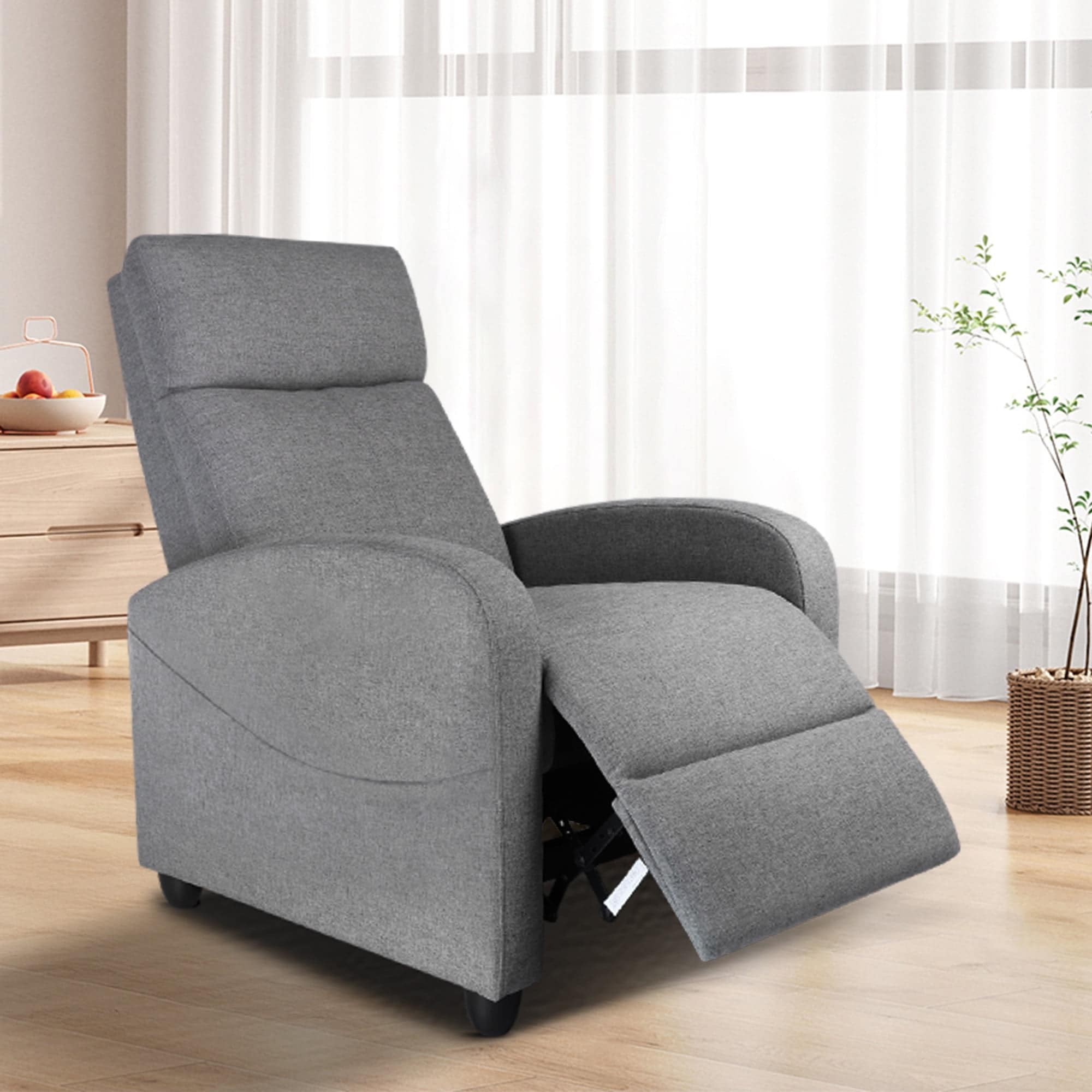 Ergonomic Massage Recliner Chair with Padded Seat and Backrest, Space-Saving Reclining Sofa, Grey