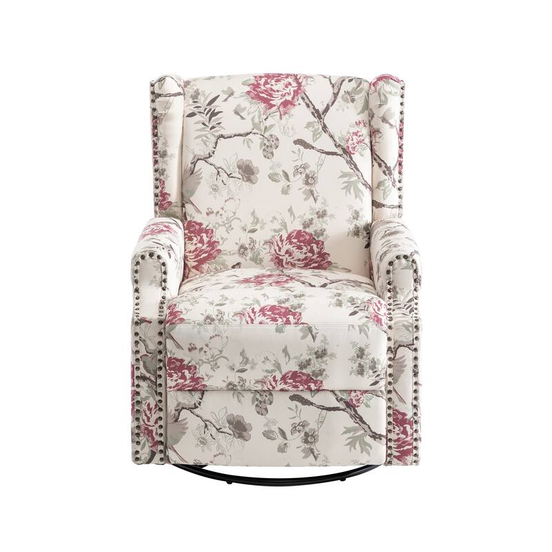 Linen Manual Swivel Base Recliner Chair with Footrest