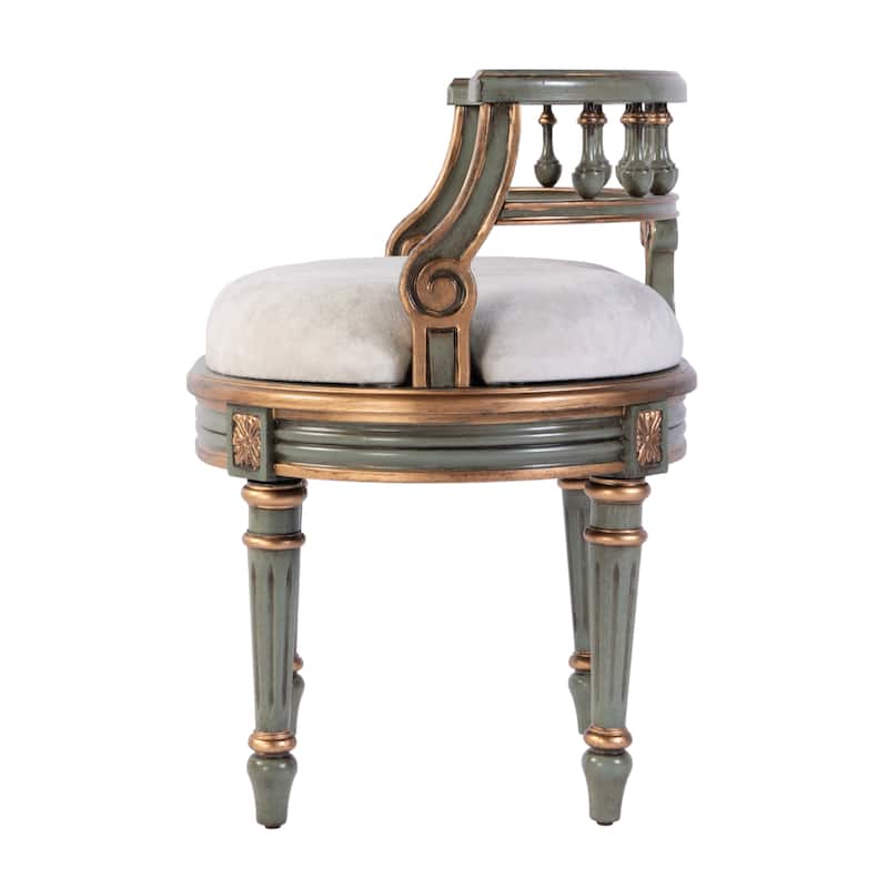 Hathaway 22.5 in. W Oval Upholstered and Wood Traditional Vanity Seat