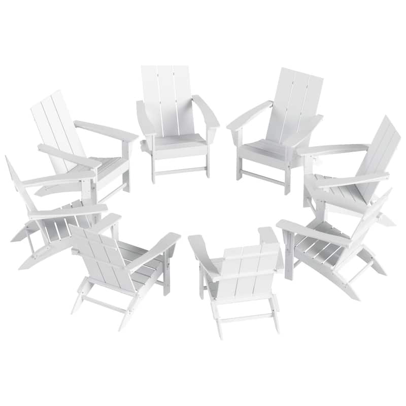 Shoreside Modern Poly Folding Eco-Friendly All Weather Adirondack Chair (Set of 8)