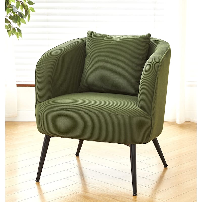 Modern Channel Back Corduroy Velvet Arm Chair