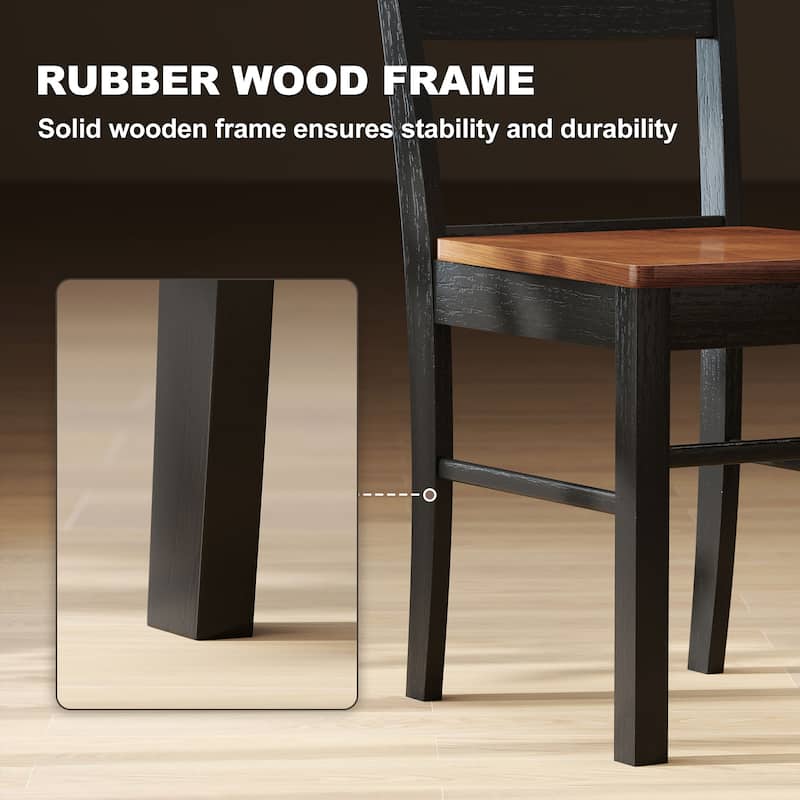 HOMCOM Dining Chairs, Set of 2 Farmhouse Kitchen & Dining Room Chairs with Open Back, Rubber Wood Seating for Living Room