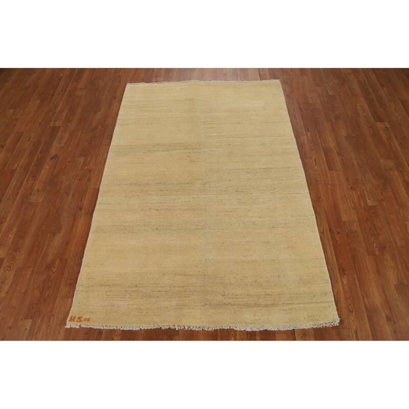 Gabbeh Modern Rug Hand-Knotted Solid Contemporary Wool Carpet - 3'11"x 5'10"