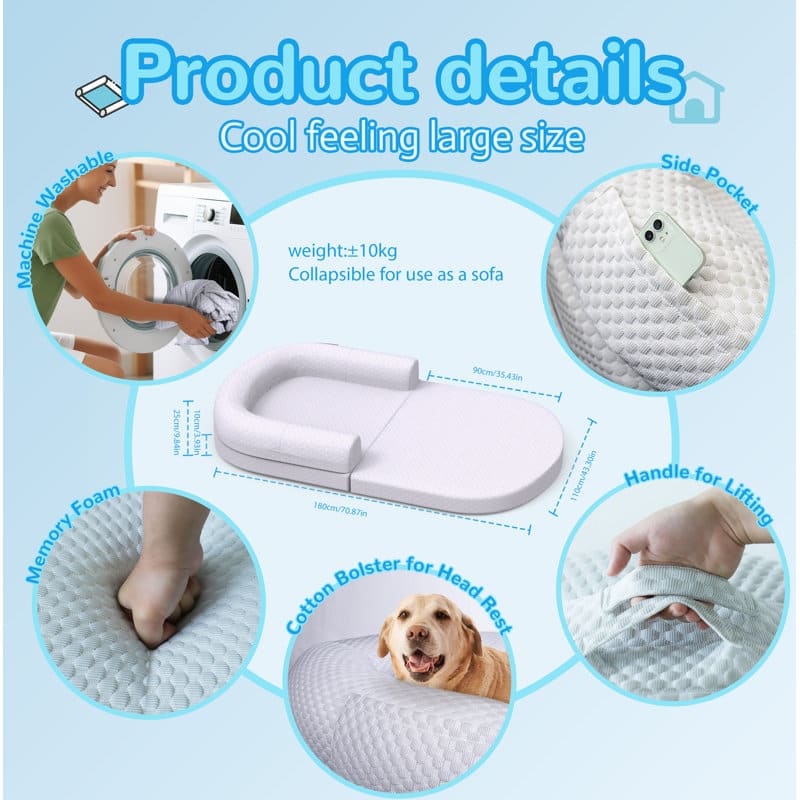 Human Dog Bed Large Foldable Orthopedic Foam Dog Sofa Cooling Cover