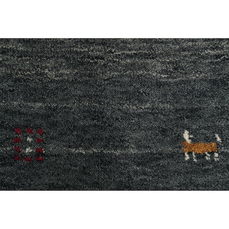 Hand Knotted Oriental 100% Wool Carpet Tribal Animal Pictorial Beige & Ivories Gabbeh Area Rug - 6' 5'' X 3' 6''