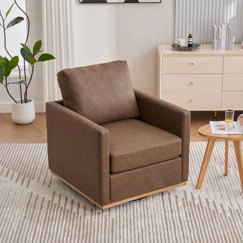 30.7"W Upholstered Square Swivel Accent Chair and Comfy Accent Single Sofa Chair, 360 Degree Club Chair, Lounge Armchair