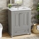 preview thumbnail 15 of 33, 24 Inch Solid Rubberwood Bathroom Vanity with Integrated Ceramic Sink & Soft-Close Hinges - 24"