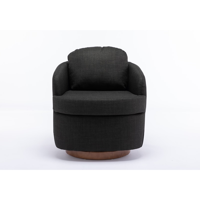 30.3" Swivel Accent Chair with Wood Base
