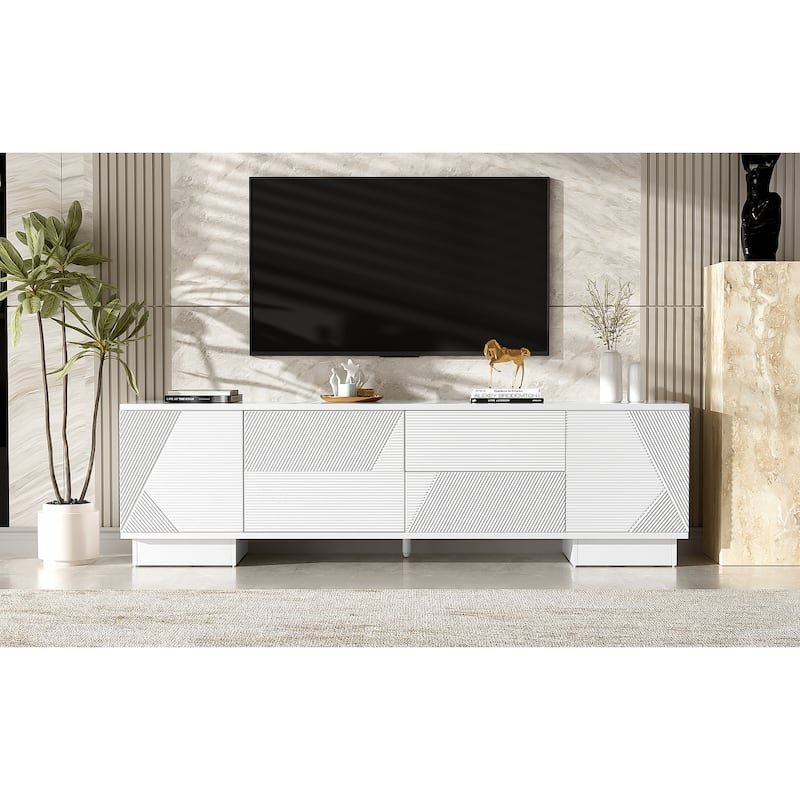 70.8" Modern TV Stand, Entertainment Center with Cabinets, 4 Drawers, Media Console Table, Living Room Modern TV Cabinet