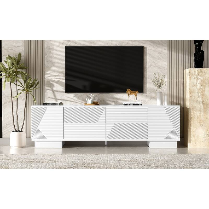 70.8'' Modern TV Stand Storage Cabinet for TVs up to 75 Inches, White Entertainment Center Media TV Console Table