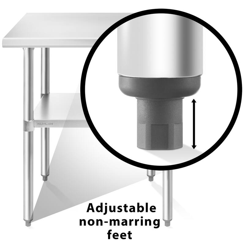 30 x 48in NSF Commercial Stainless Steel Prep and Work Table w Wheels - 30" x 48"