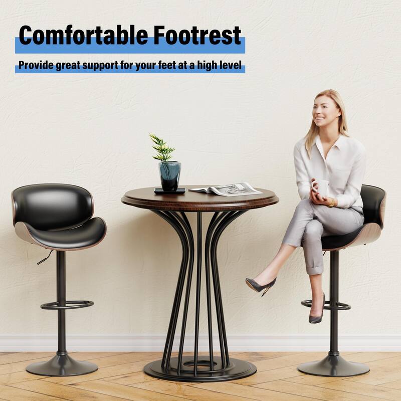 Bar Stools Adjustable Height Swivel Faux Leather Armless Barstools