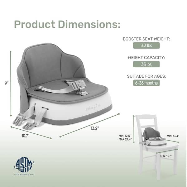 dimension image slide 3 of 5, Dream On Me Cozy Pod Booster Seat with Removable Cover