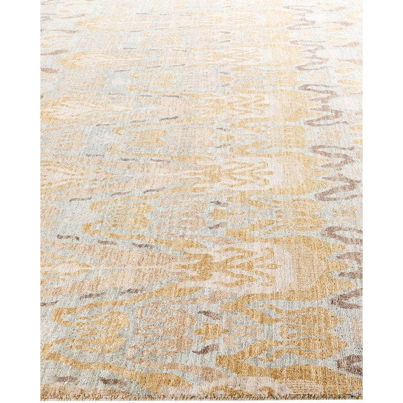 Ikat One-of-a-Kind Hand-Knotted Area Rug, Yellow - 8' 0" x 10' 1"