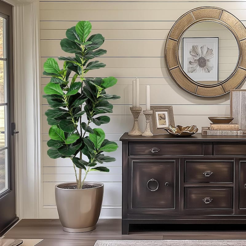 Fiddle Leaf Fig Artificial Tree Faux Floor Plant for Home Decor
