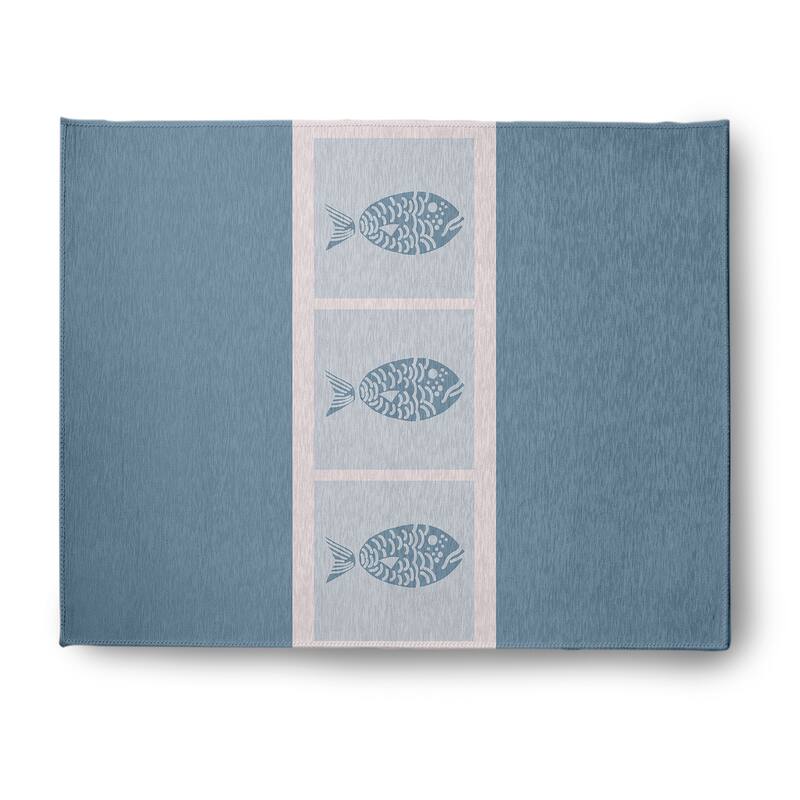 Fish Chips Nautical Indoor/Outdoor Rug - Dusty Smoke - 8' x 10'