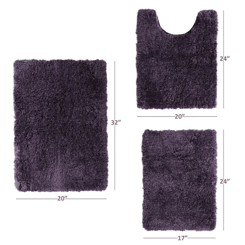 Porch & Den Lorena Shaggy/ Non-slip Rubber Backed Bath Rug Set