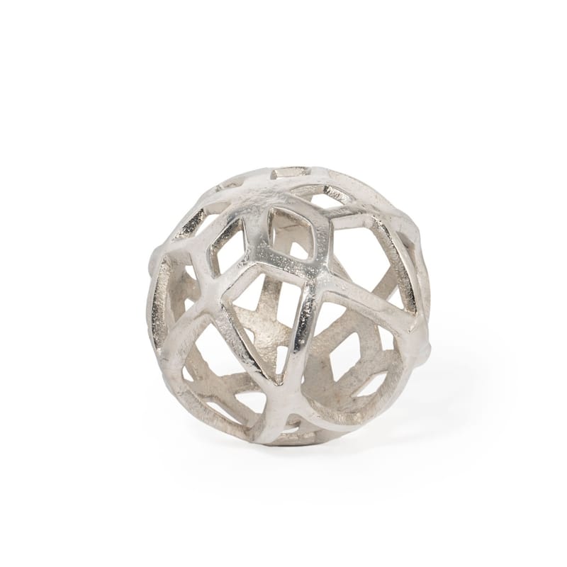 Vyan Decorative Metal Orb Sculpture - Small Silver