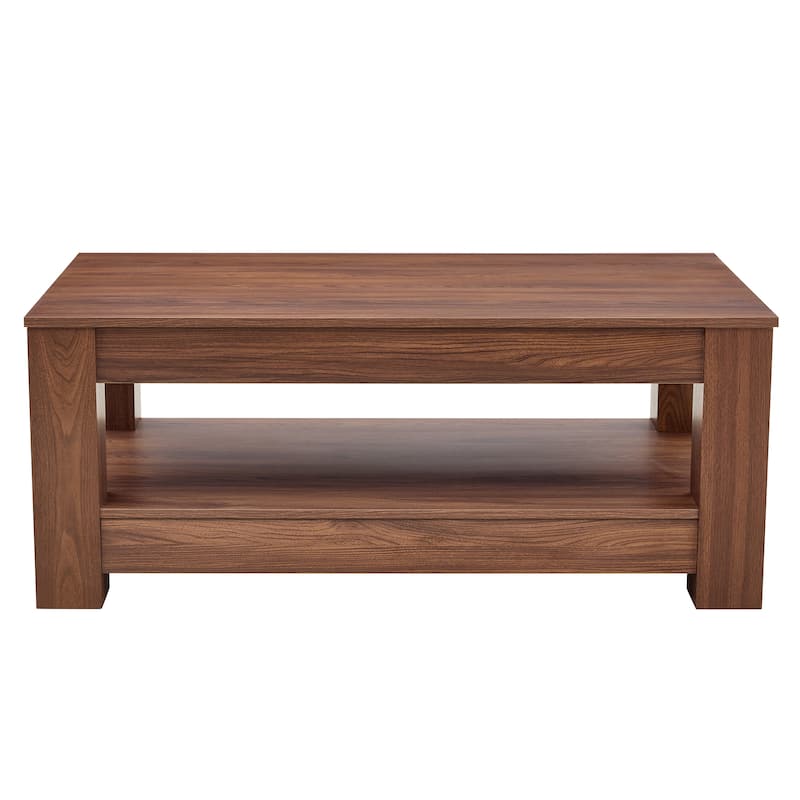 Walnut Coffee Table Center Table with Bottom Shelf, Side Table End Table Dining Table Cocktail Table