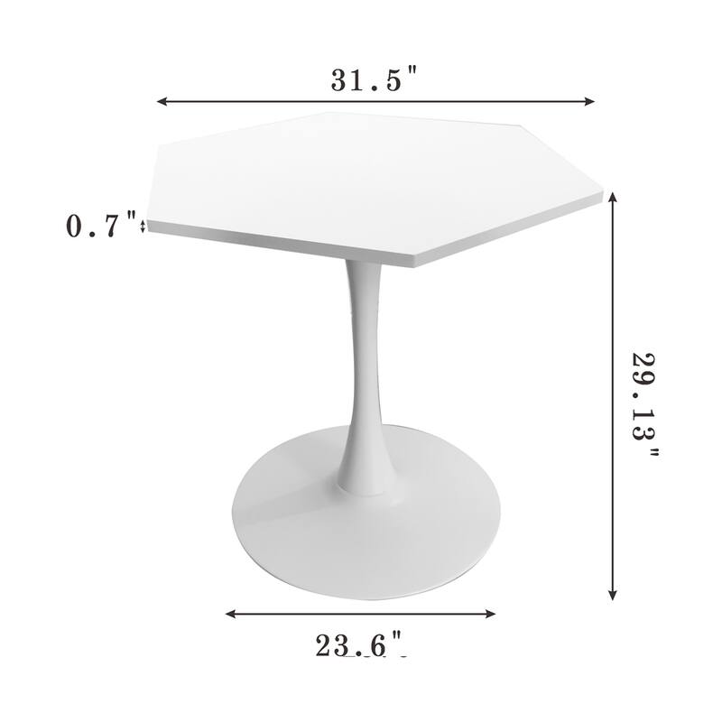 31.50" Hexagonal Coffee Table with Marble Top and Metal Base