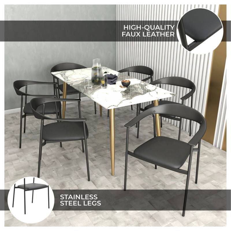 Leather Dining Chair with Stainless Steel Frame Set of 2 Kora Series
