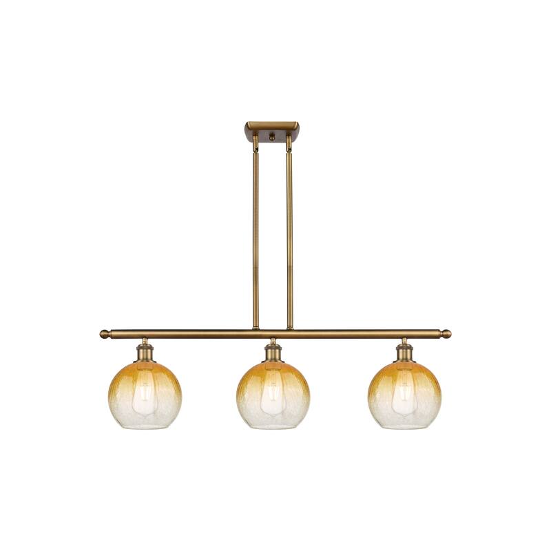 Innovations Lighting Endless Possibilities Ballston - Brookhaven Globe - 3 Light 36" Stem Hung Island Light - Brushed Brass/Amber