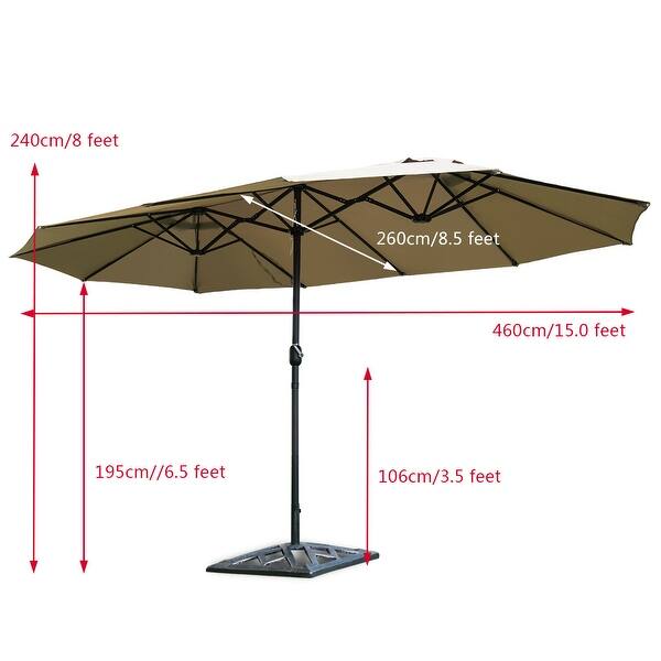 Shop Costway 15 Market Outdoor Umbrella Double Sided Twin Patio Umbrella Overstock 20728275