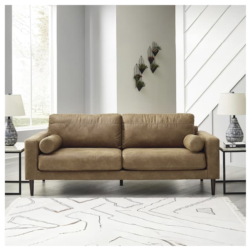 Signature Design by Ashley Telora Caramel Sofa - 85"W x 35"D x 35"H - 85"W x 35"D x 35"H - Caramel