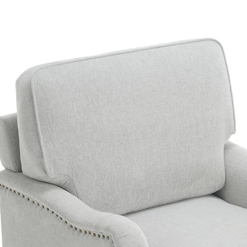 Modern Chenille Swivel Armchair and Storage Ottoman