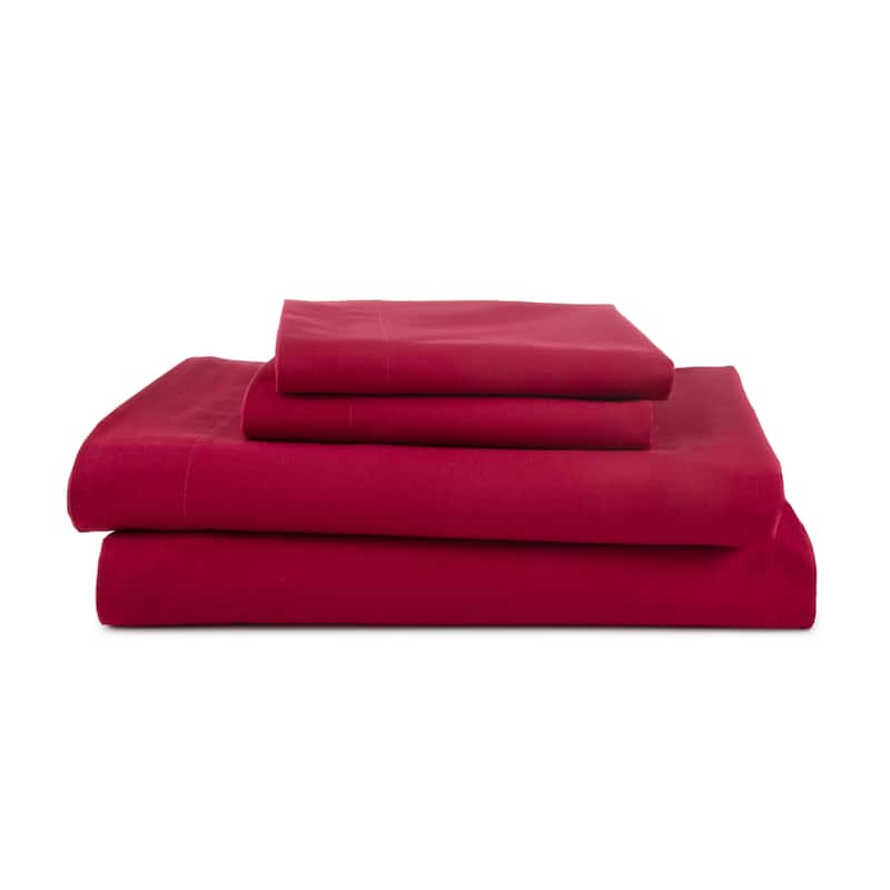 Martex 225 TC - Soft Breathable Durable Deep Pocket - Bed Sheet Set - Twin - Paprika