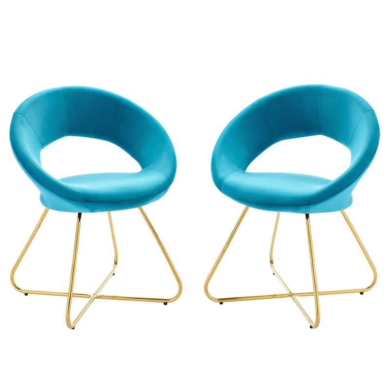 Nouvelle Performance Velvet Dining Chair Set of 2 - Blue