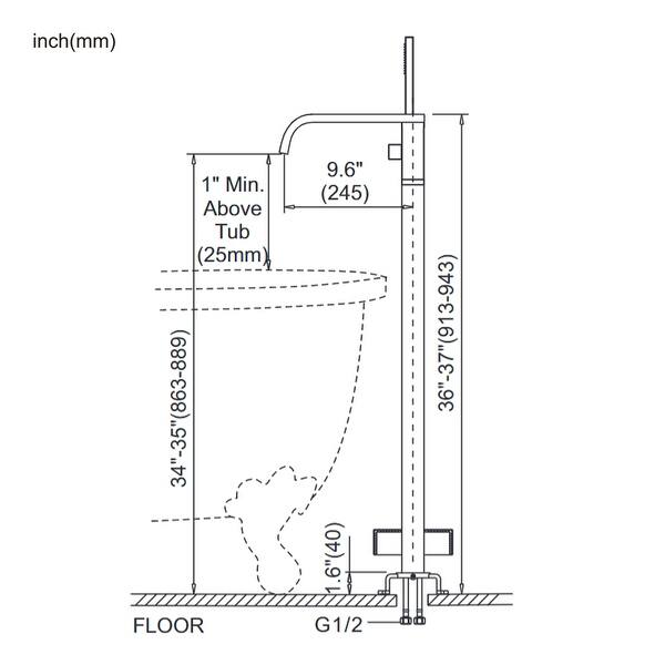 WOWOW Waterfall Single-Handle Freestanding Tub Faucet with Handshower