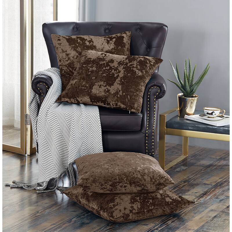 Rancho Crushed Velvet Throw Pillow Cover Set, NO INSERT - 20" x 20" - Carafe