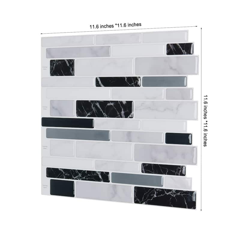 Art3d 12"x12" Vinyl Peel and Stick Backsplash Tile Marble Look(10-Pack)