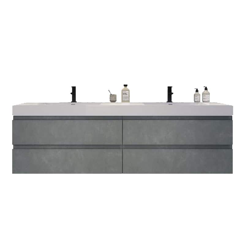 Baillie 84'' Wall-Mounted Vanity with Double Reinforced Acrylic Sink