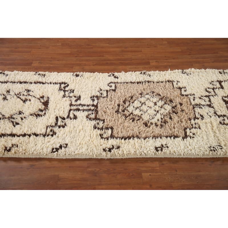 Natural Dye Kurdish Turkish Runner Rug Handmade Wool Carpet - 3'3"x 11'4"