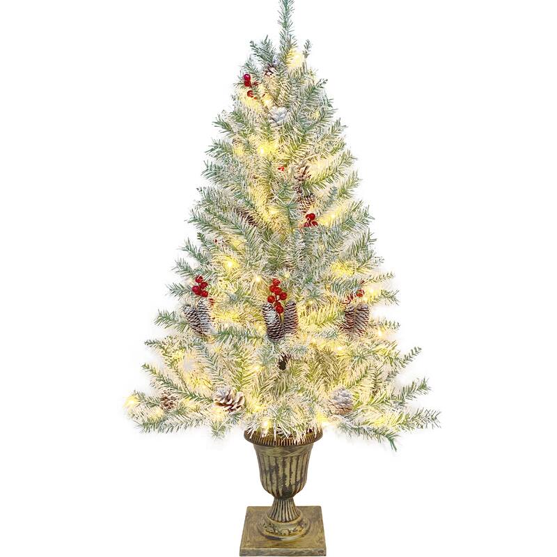Pre-lit Xmas Tree Artificial Christmas 4-Piece Set