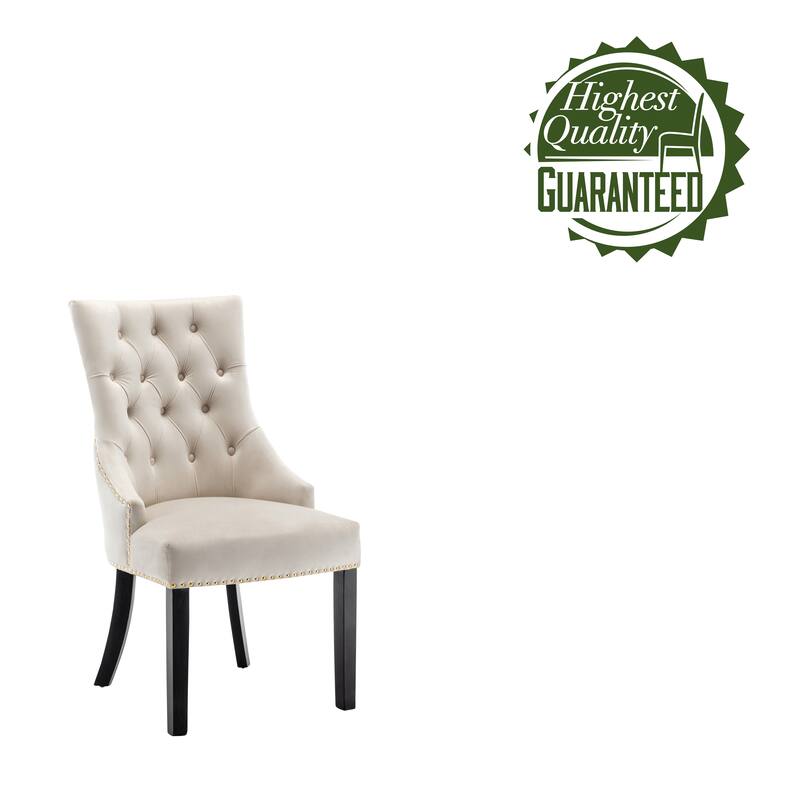 Porthos Home Dev Tufted Velvet Dining Chairs with Rubberwood Legs, Set of 2