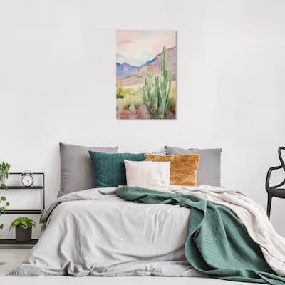 Wynwood Studio Canvas Nature and Landscape Landscape with Cactus Green and Rustic Wall Art Canvas Print