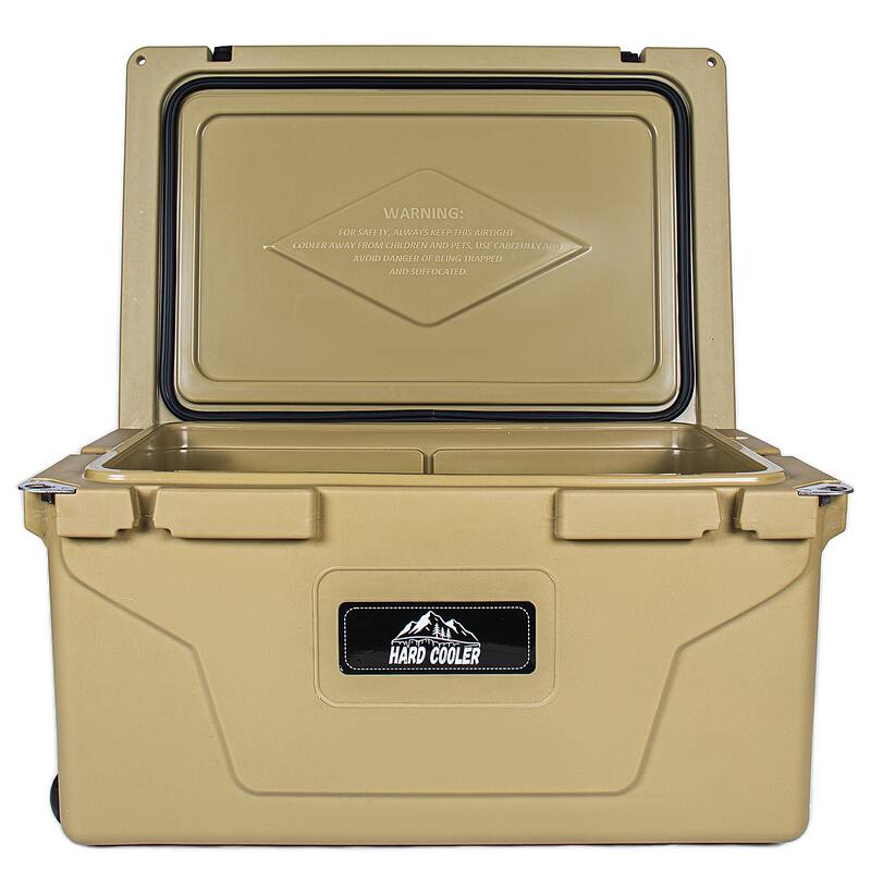 110 Quart Khaki Cooler, Rotomolded Insulated Ice Chest, Heavy-Duty Hard Shell Cooler with 6-10 Day Ice Retention for Camping