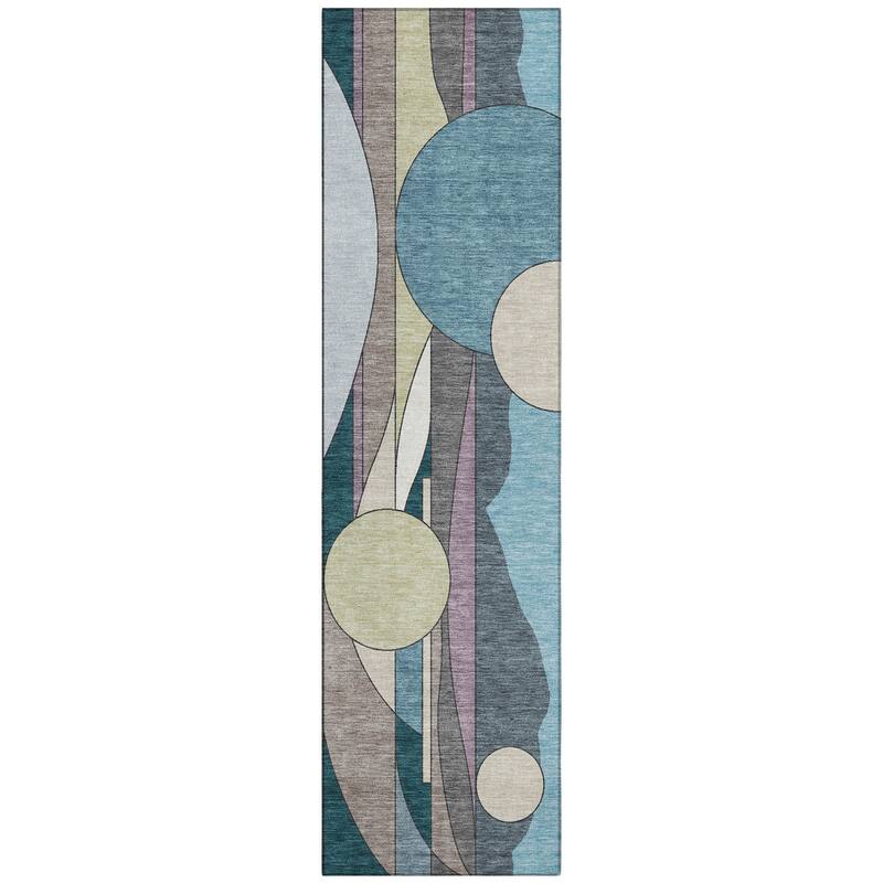 Machine Washable Indoor/ Outdoor Contemporary Retro Chantille Rug