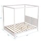 preview thumbnail 10 of 22, Modern Queen/Full Size Canopy Platform Bed with Headboard and Support Legs - Natural Finish, Sturdy Pine Wood Construction
