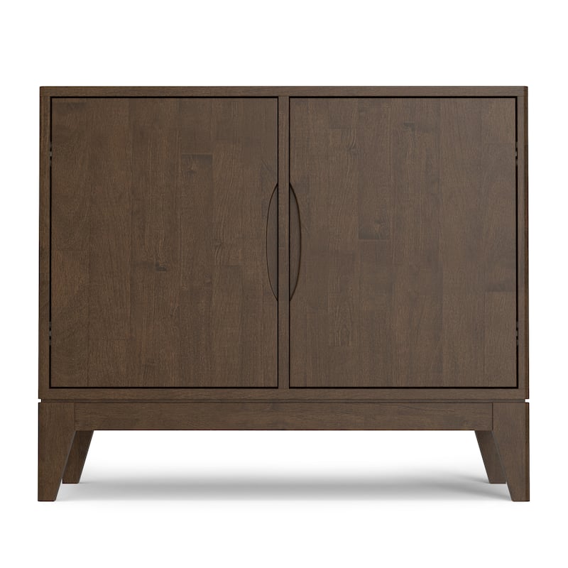 WYNDENHALL Pearson SOLID HARDWOOD 38" Wide Rectangle Modern 2 Door Sideboard Buffet/Storage Cabinet in Walnut Brown