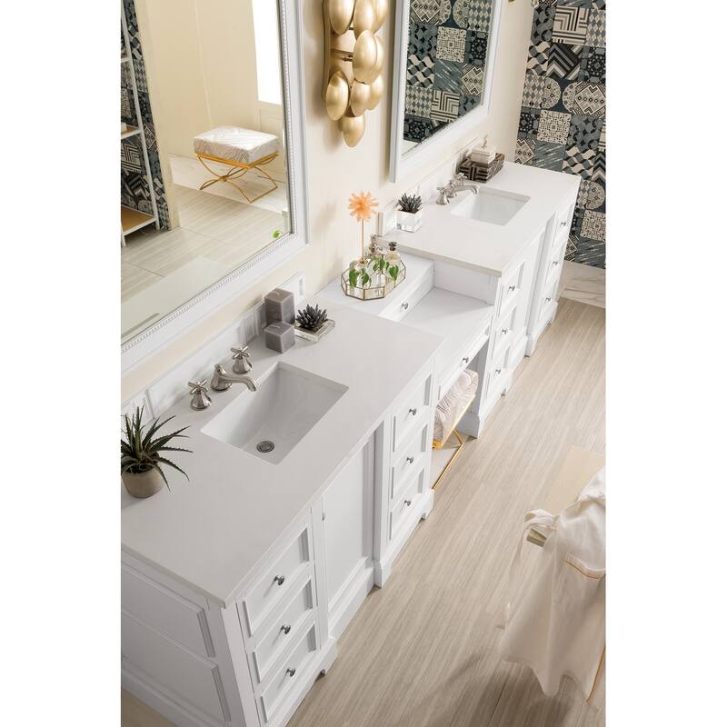 James Martin Vanities De Soto 118" Double Vanity Set with Makeup Table, Bright White