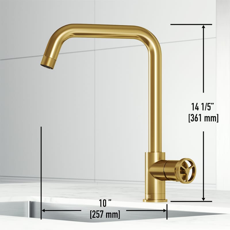 VIGO Cass Industrial 14" H Single Handle Kitchen Bar Faucet