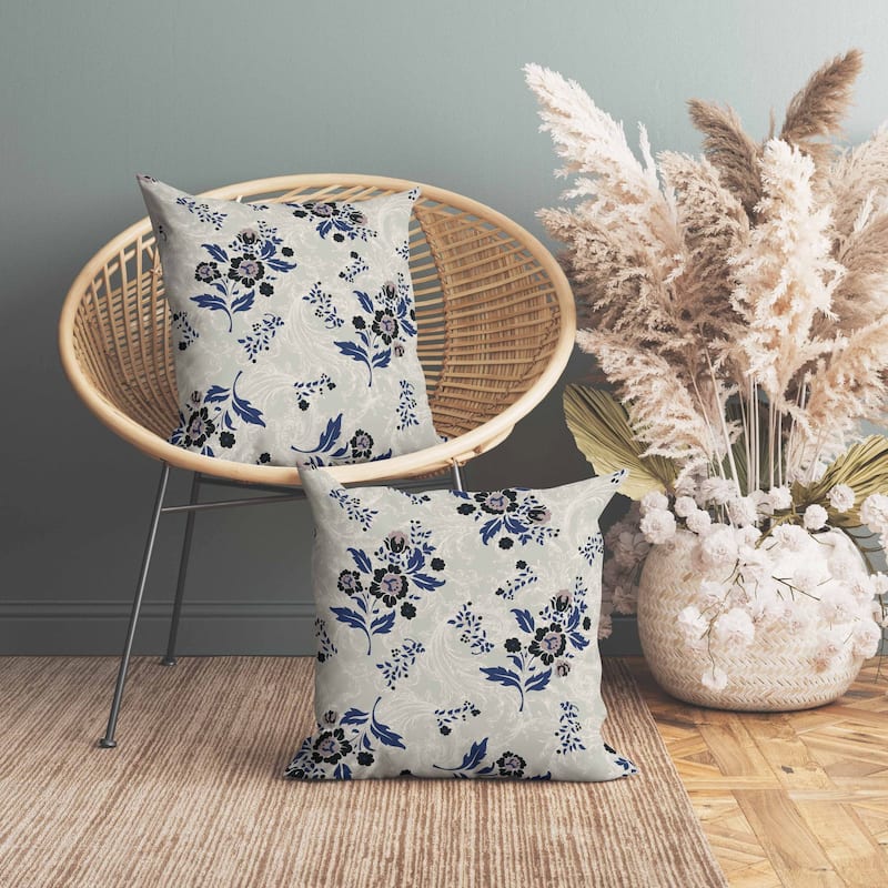 Meadow Strokes Indoor/Outdoor Reversible Throw Pillow Lime and Blue