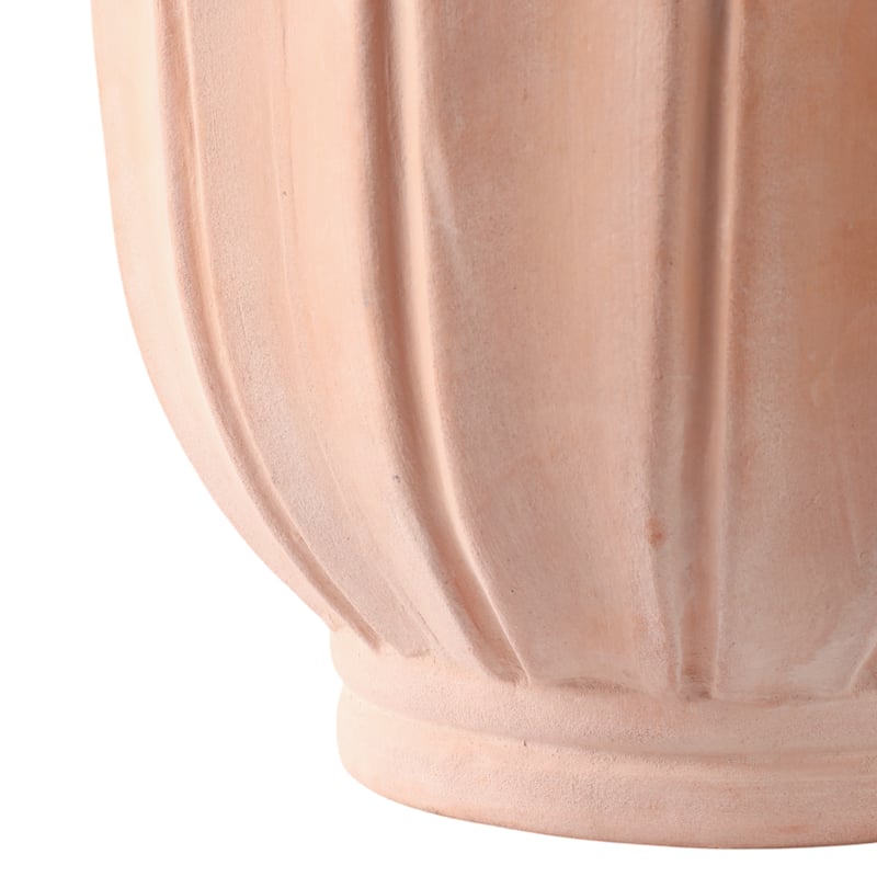 Pottery Clay Planters with Petal Ribbed Detailing (Set of 3) - 15" x 15" x 13"